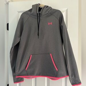 Under Armour Women’s ColdGear Gray and Pink Pullover Hoodie